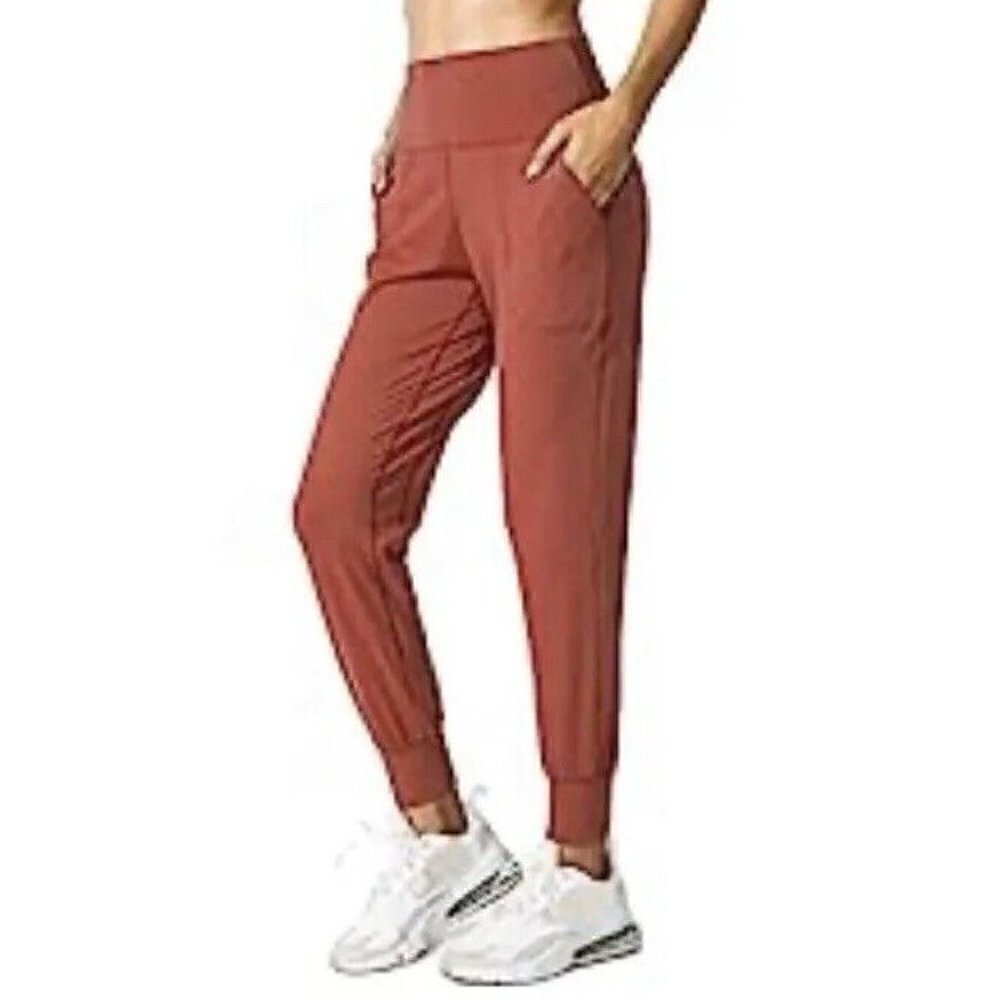 G Gradual Women's Sz S Orange High Waisted Yoga Pants Loose Leggings Joggers